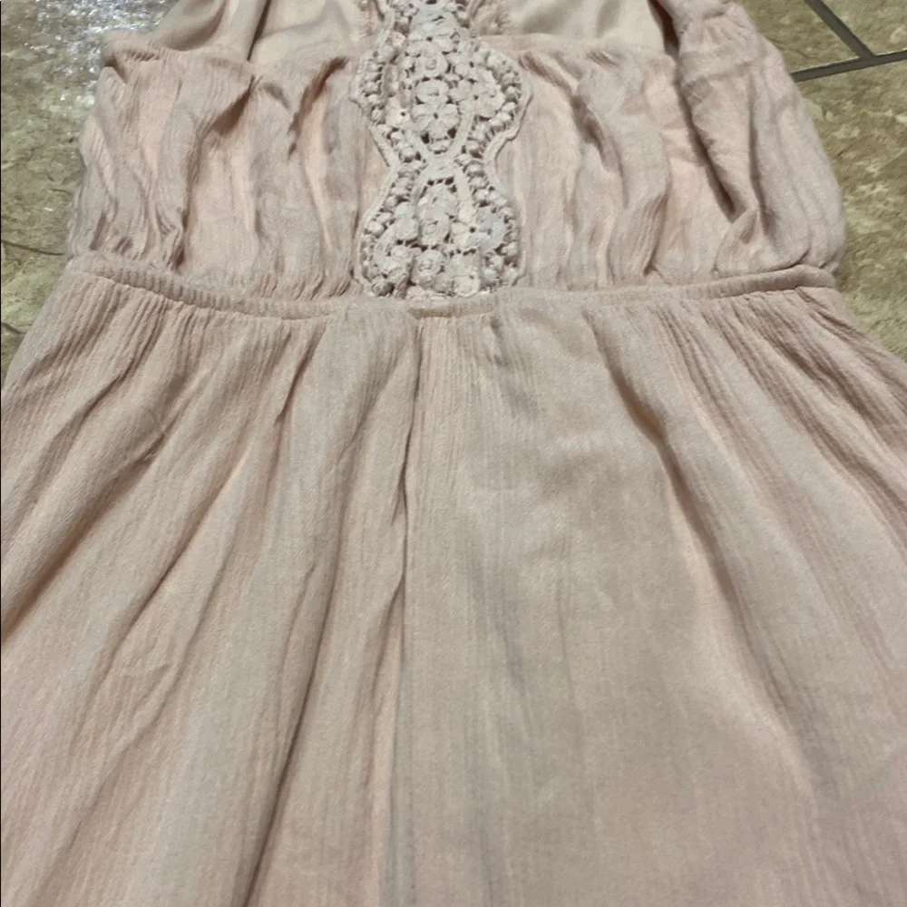 Blush Rayon/Crochet Lace Small Sleeveless Maxi Dress with Spagh. Straps Summer - Picture 11 of 12